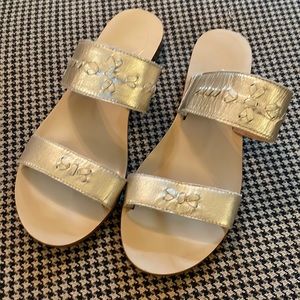 Jack Rogers Gold Double Strap Sandals 7.5